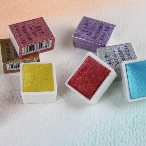 Official Paul Rubens Glitter Shinnging Solid Watercolor 1pc Half Pan Aquarelle for Artist Multicolor