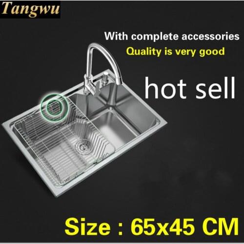 Free shipping Household Kitchen sink durable 0.8 mm food grade stainless steel hot sell 650x450 MM