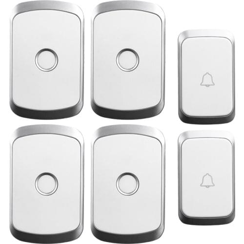 Wireless Waterproof Doorbell 300M Remote US EU UK AU Plug LED Flash 2 Buttons 4 Receivers Home Cordless Calling Bell Chime