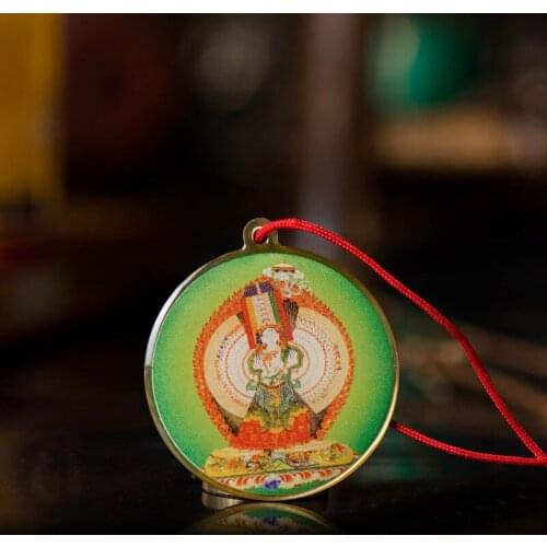 Big White Umbrella Cover Buddha Statue Double-Sided Small Thangka Portable Copper Amulets Foil Cards