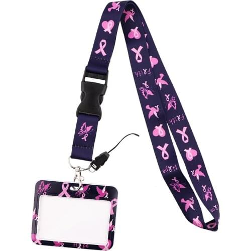 DZ2074 Doctor Nurse Breast Cancer Lanyard for Key Neck Strap Card ID Badge Holder Key Chain Key Holder Key Rings Accessories