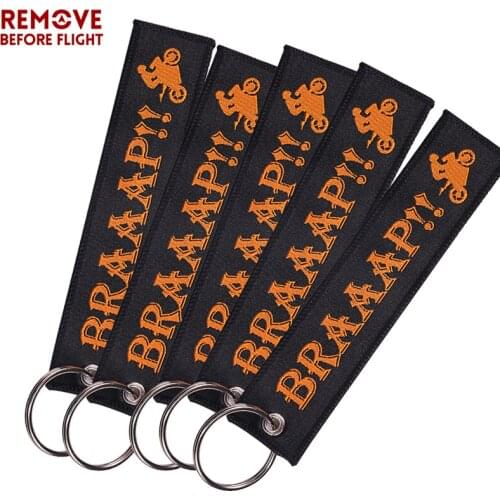 Motorcycle keychains for Keys llaveros READY TO RACE Key Rings Embroidery BRAAAP Biker Fobs Car Key Chain Accessories 5PCS/Lot