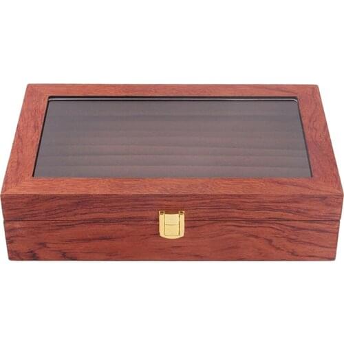 Wooden Jewelry Display Storage Box Earrings Holder Tray Case With Clasp