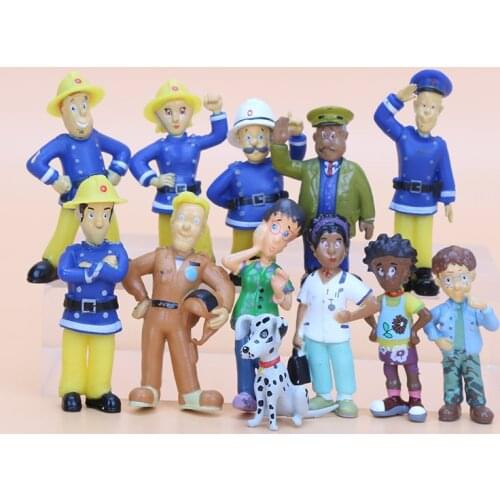 12Pcs/Set Fireman Sam action figure toys 2.5-6cm Cute Cartoon PVC Dolls For Kids fireman sam toys