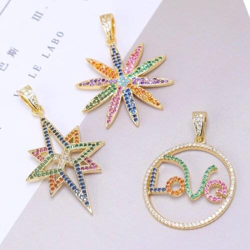 Juya Handicraft Rainbow Star Flower Love Heart Letters Charms Accessories For DIY Fashion Pendant Jewelry Making Supplies