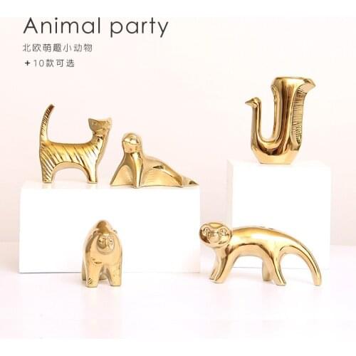 Nordic creative gold ceramic small animal home bedroom wine cabinet decoration room jewelry knickknacks home decoration