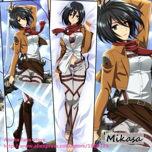 Cool 150cm Anime Pillowcase Attack on Titan Mikasa Otaku decorative Hugging Body Pillow Case Cover bedding