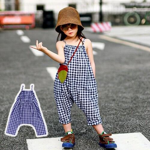 2 3 4 5 6 7 Y Baby Girls Overalls Summer New Kids Korean Plaid Suspender Shorts Fashion Shorts Jumpsuit for Girls Child Shorts