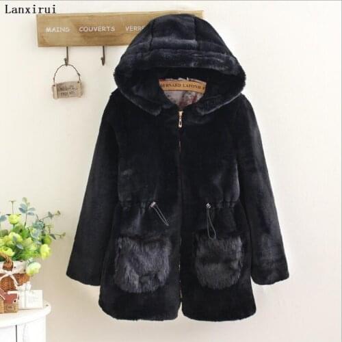 Fashion Faux Fur Coat Winter Women Casual Hooded Slim Long Sleeve Faux Fox Fur Winter Jacket Women Casaco Feminino
