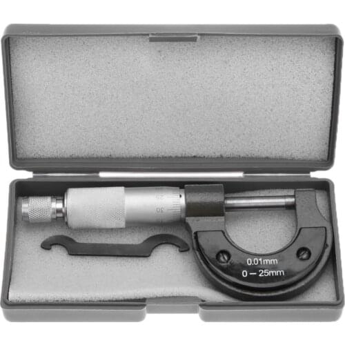 0-25mm/0.001mm Outside Micrometer Gauge Vernier Caliper Measuring Tool Gauge Meter Micrometer Carbon Steel Measure Tools