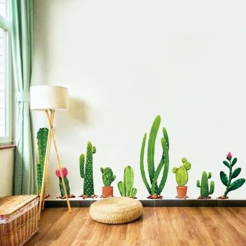 Cactus DIY Background Wall Sticker Living Room Bedroom Cupboard Glass Home Decor Wall Stickers Decal Home Decoration
