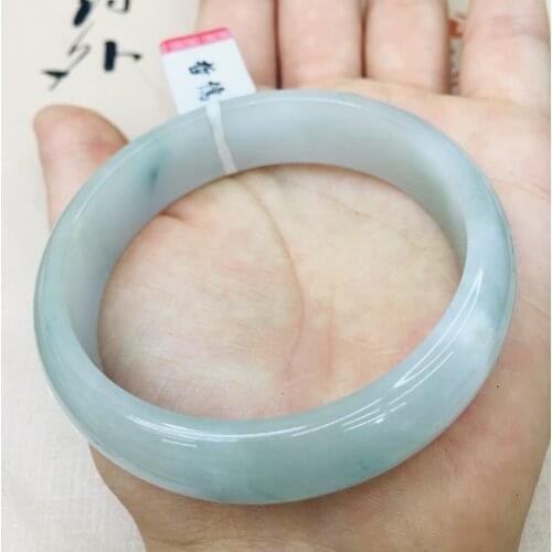Natural Burmese Emerald Jade Elegant 52-62m Light Blue Bicolor Bracelet Fine Jade Bracelet Send A Country Certificate