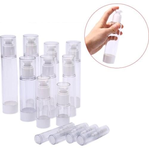1pcs Plastic Travel Bottle Refillable Bottle Transparent Airless Pump Perfume Vacuum Spray Bottle 15ml/30ml/50ml/80ml/100ml