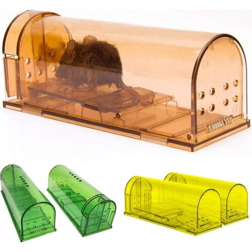 2Pcs Plastic Transparent Reusable Mouse Trap Rodent Mice Live Catcher Small Animals Cage Garden Pest Control Supplies