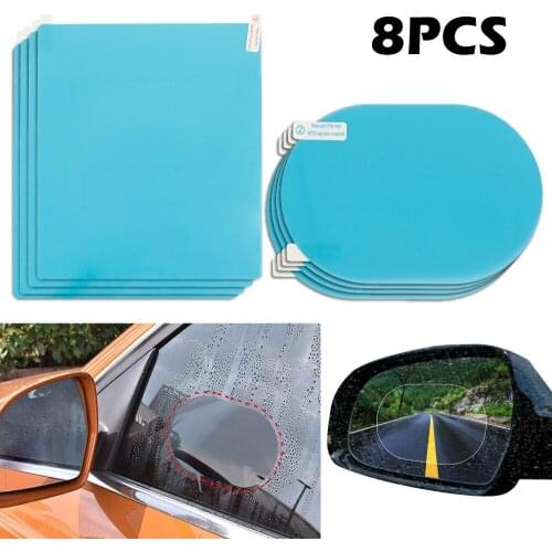 8 Pcs Car Rainproof Film Car Car Rearview Mirror Protective Rain Proof Anti Fog Waterproof Film Membrane Car Sticker Accessories