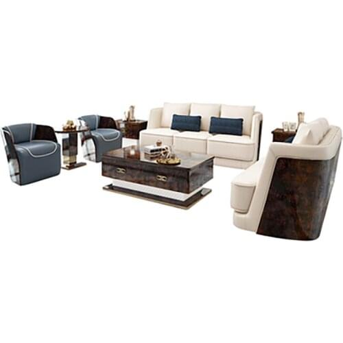Postmodern light luxury first layer cowhide sofa combination luxury Italian style model room hotel boutique furniture