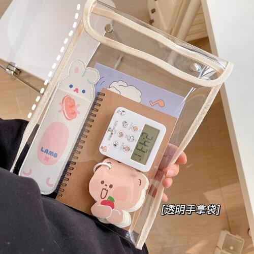 Transparent Vinatge File Folder Briefcase Paper Storage Bag Desktop Organizer School Office Stationery
