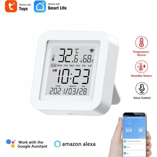 Tuya Smart Life APP,WIFI Temperature & Humidity Sensor for Smart Home Remote Control With Display Support Alexa Google Assistant