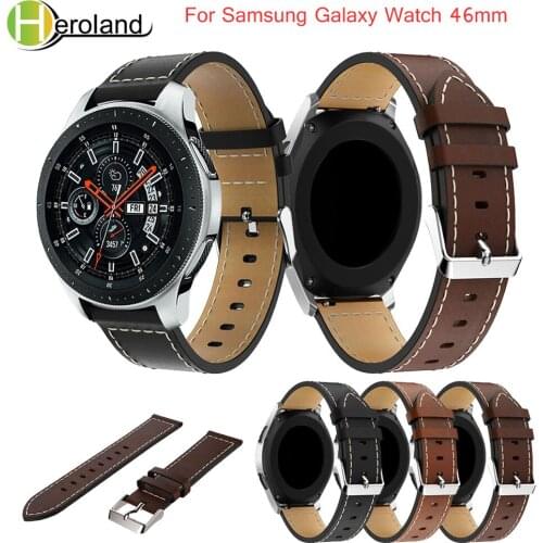 Leather wrist watch bands strap replacement for Samsung Galaxy Watch 46mm 22mm watch band Bracelet leather Belt strap hot sale