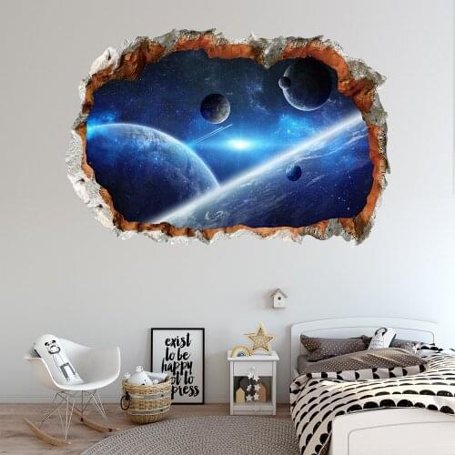 Universe Series Broken Wall Stickers Space Galaxy Planets Wall Sticker Kids Rooms Living Room Bedroom Decoration Posters