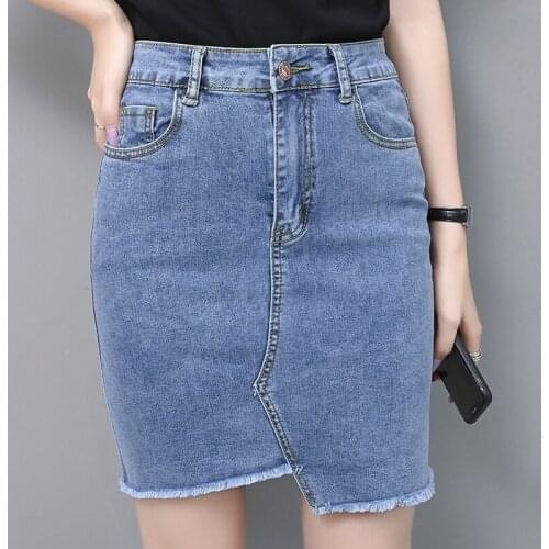 Stretch Female Korean Vintage WomenS Pencil Denim Jeans Skirts Woman Clothes Lady Trendy 2020 Summer Style A6295