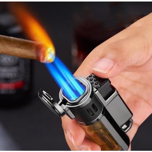 Super Firepower Butane Metal Gas Lighter Four Turbo Torch Lighter Cigarette Lighters Cigar Smoking Accessories Gadgets for Men