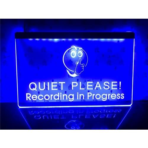 M096- Recording In Progress Quiet Please Led Light Sign