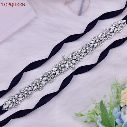 TOPQUEEN S21 Silver Wedding Dress Belts Womens Rhinestone Belt Sparkly Belt Decorative Drill Belt Adult Party Dress Belt Female