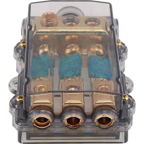 Universal 12V 24V60A 1 In 3 Ways Fuse Holder Copper Plated Car Stereo Audio Power Fuse Holders for Car Boat Vehicles Audio
