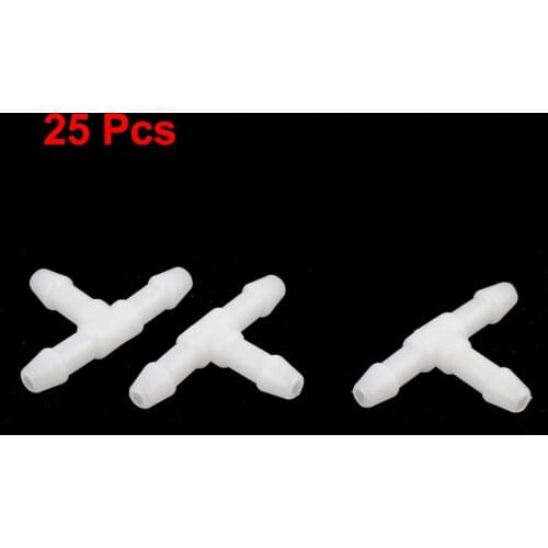 UXCELL 25 Pcs White Plastic 5Mm Dia T Shaped Car Air Water Hose Pipe Tube Connector Joiner Cable Glands Wiring Accessories