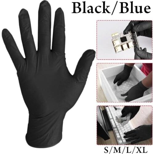 Vinyl Gloves 100pcs/lot Mechanic Gloves Nitrile Gloves Household Cleaning Washing Black Laboratory Nail Art Anti-slip Gloves XL