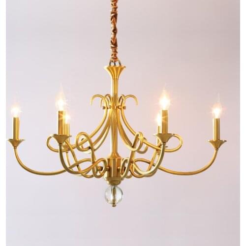 All copper American minimalist Nordic retro postmodern designer model room atmosphere bedroom living room creative chandelier