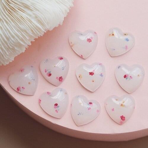 Japanese Net Popular Celebrity Inspired Jelly Flower Pattern Lovely Half Pill Girl Heart Ear Stud Homemade Paste DIY 4pcs