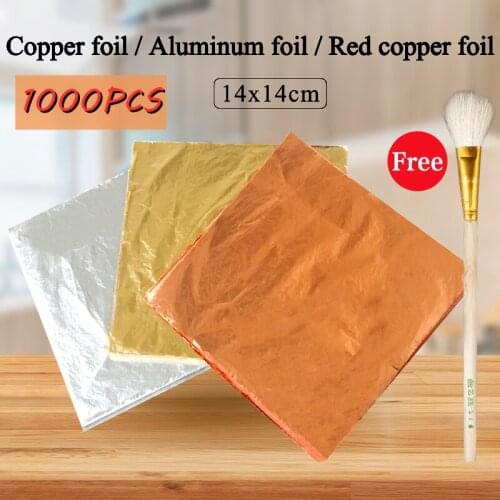 Copper Aluminum Leaf Gold Foil Sheets Gilding Imitation Gold Leaf Paper for Arts Crafts Gilded Home Decoration 1000pcs 14x14cm