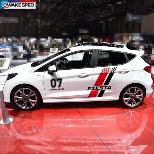 1 set For-Ford Fiesta ST Racing Sport Stripes Car Door Side Decor Sticker Auto Body Vinyl Decal Exterior Accessories