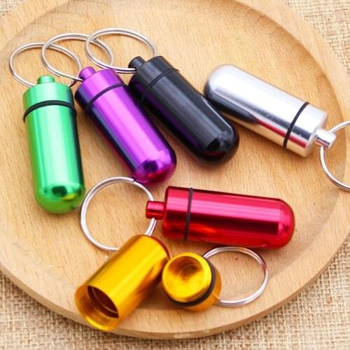 1pcs Pill Box Car Keychain Pill Box WaterProof Aluminum Drug Pill Cases Bottle Holder Container For Medicines Portable Pill Box