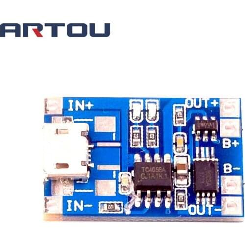 1PCS 1A Lithium Battery Charging Board 3.7v 3.6V 4.2V 18650 Lithium Battery Overshoot Over Discharge Protection MicroUSB