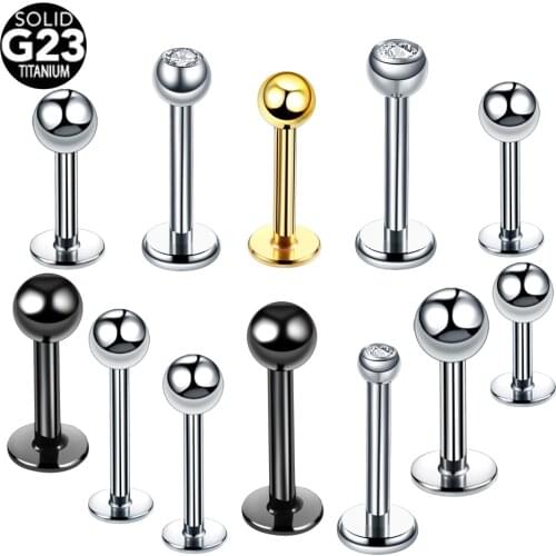 10Pcs/lot 100% Titanium Labret Piercing Internal & External Design Lip Piercing Labret Stud 14G & 16G Cartilage Helix Piercing