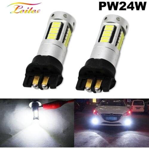 2PCS Xenon White PW24W PWY24W LED Bulbs For Audi BMW Volkswagen Turn Signal Lights or Daytime Running Lights White/Amber
