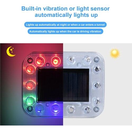 2PCS Led Light Strobe Solar Warning Light Flashing Car Truck Emergency Light Anti-Tail Seven Colors Light Waterproof Taillight
