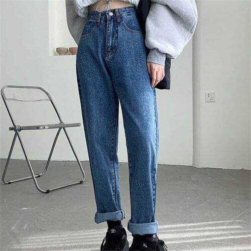 Alien Kitty 2021 Autumn Fashion Women Jeans Pants XS-XL New High Waist Casual Straight OL Denim Retro Mujer Loose Harem Trousers