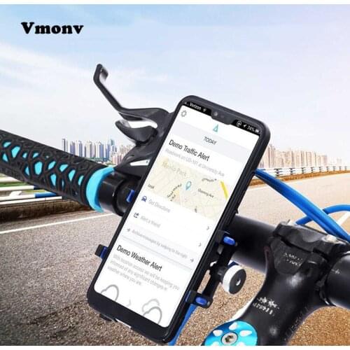 Vmonv Aluminum Motocycle Bicycle Mobile Phone Holder Stand For iPhone 8P XR Sansung S9 Mountain Bike Handlebar GPS Bracket Mount