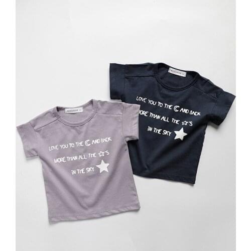 Kids Short-sleeved T-shirts Cotton Girls Boys T-shirts New 2019 Kids Girl Boy Letter Printed Tops Clothes Korean Children Blouse