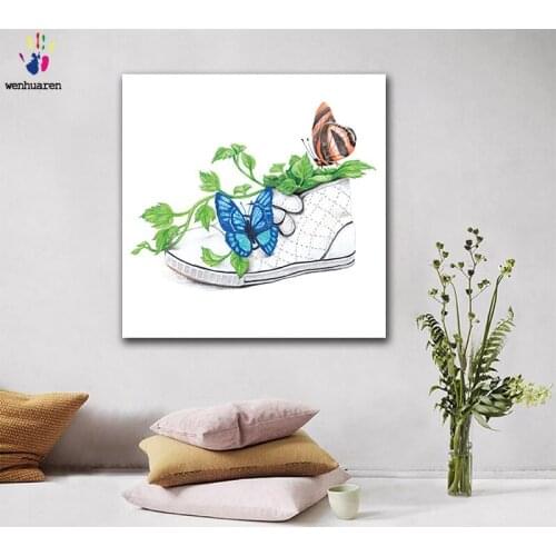 DIY colorings pictures by numbers with colors Plant in cloth shoes picture drawing painting by numbers framed Home