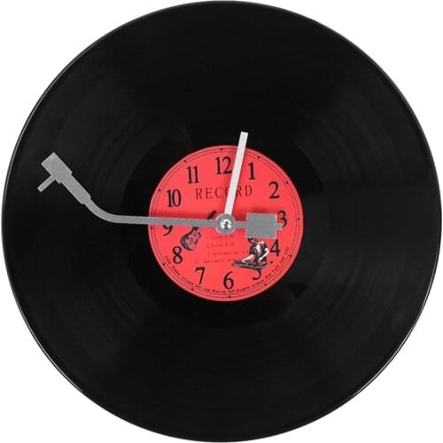 European Retro Nostalgic Ultra-Quiet Clock Vinyl Record Personality Wall Clock Cafe Bar Decorative Wall Clock