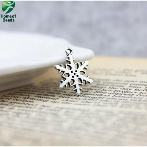 Good Quality Alloy DIY Antique Silver Color Snow Flake Pendant (50 Pieces/pack) ZA1097