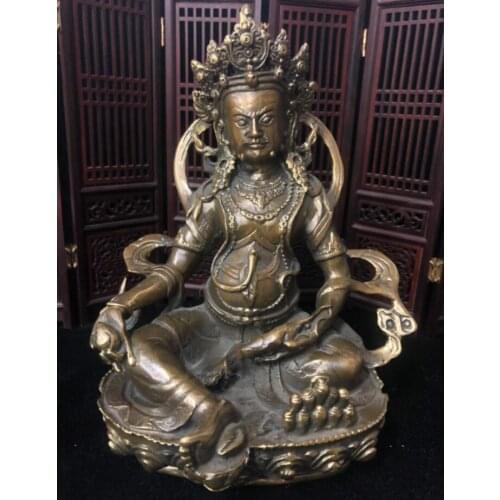 China brass archaize Tibetan God of Wealth Buddha crafts statue