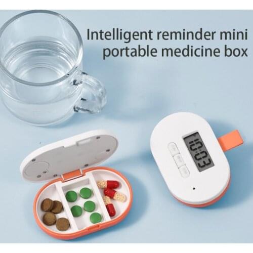 Mini Portable Grid Pill Box Smart Reminder Digital Alarm Pill Organizer Timing Pill Reminder Storage Box Medicine Container