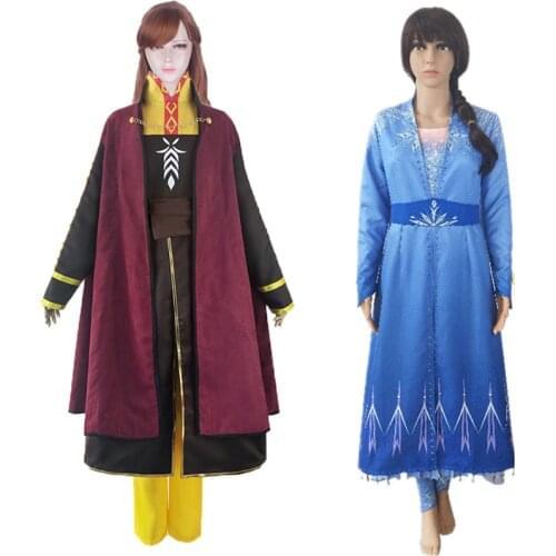 Elsa Princess Cosplay Costume Anna Princess Blue Dress Suit Pants Hair Wig Christmas Birthday Disfraz Gift Adult Women Clothing
