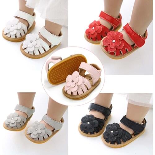 Baby Girls Leather Sandals Summer Hollow Out Bag Toe Kids Shoes Flats Flower Shoes Toddler Infant Non-slip Sandalias Solid Color
